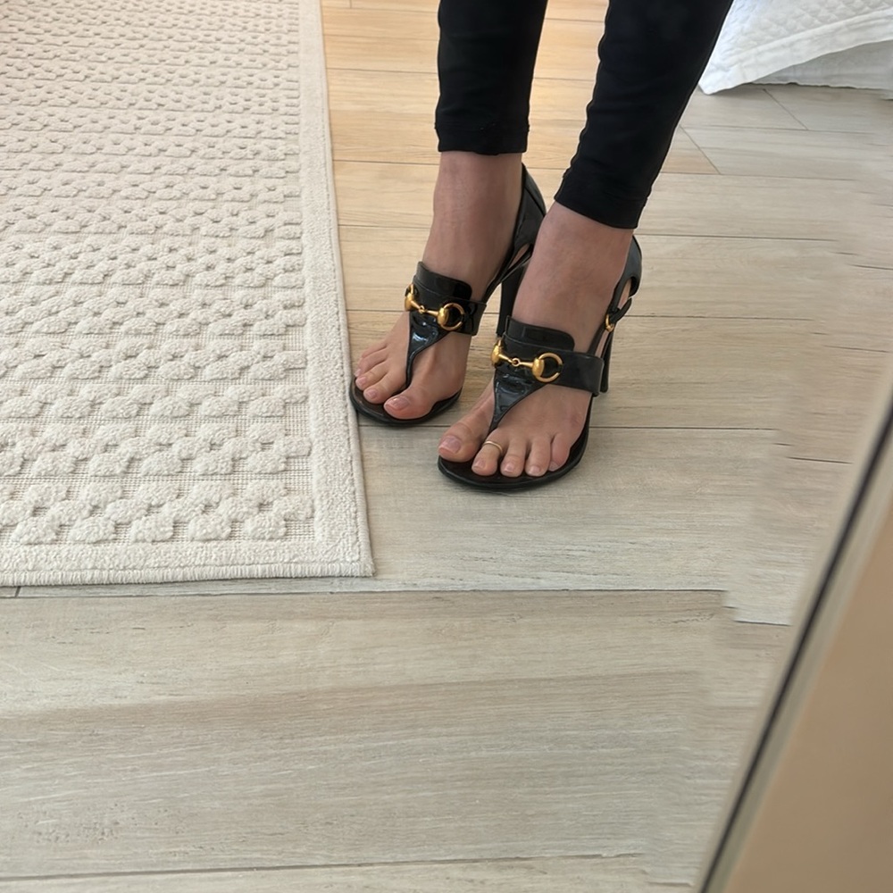 Gucci high heel horse-bit black patent sandal - Picture 12 of 12